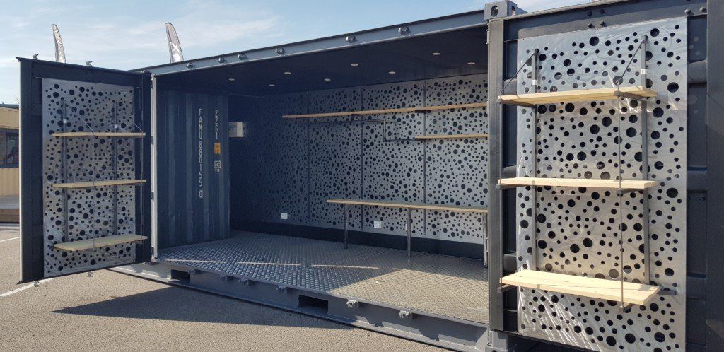 CONTENTOR DE TRANSPORTE SECO DE 20 PÉS COM LATERAL ABERTA "SHOP-BOX"