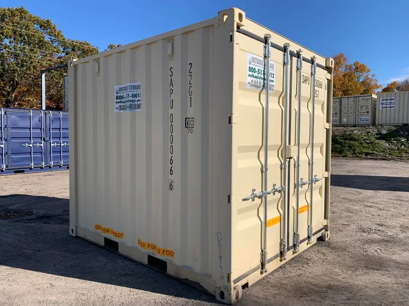 Contentor marítimo/de armazenamento seminovo, com 3 m x 2,4 m x 2,6 m de altura – Resistente ao vento e à água – BEGE