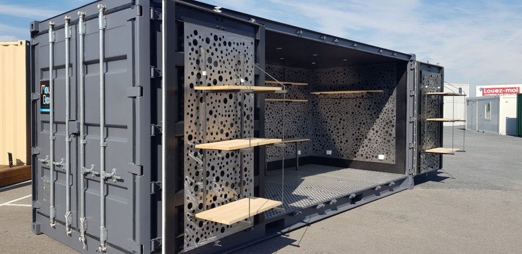CONTENTOR DE TRANSPORTE SECO DE 20 PÉS COM LATERAL ABERTA "SHOP-BOX"