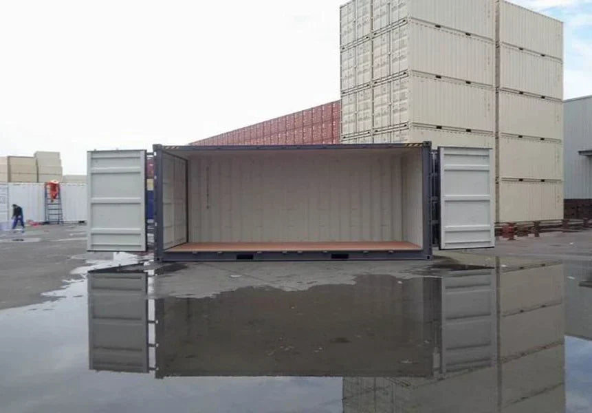 CONTENTOR DE TRANSPORTE DE 20 PÉS COM LATERAL ABERTO (COMO NOVO)