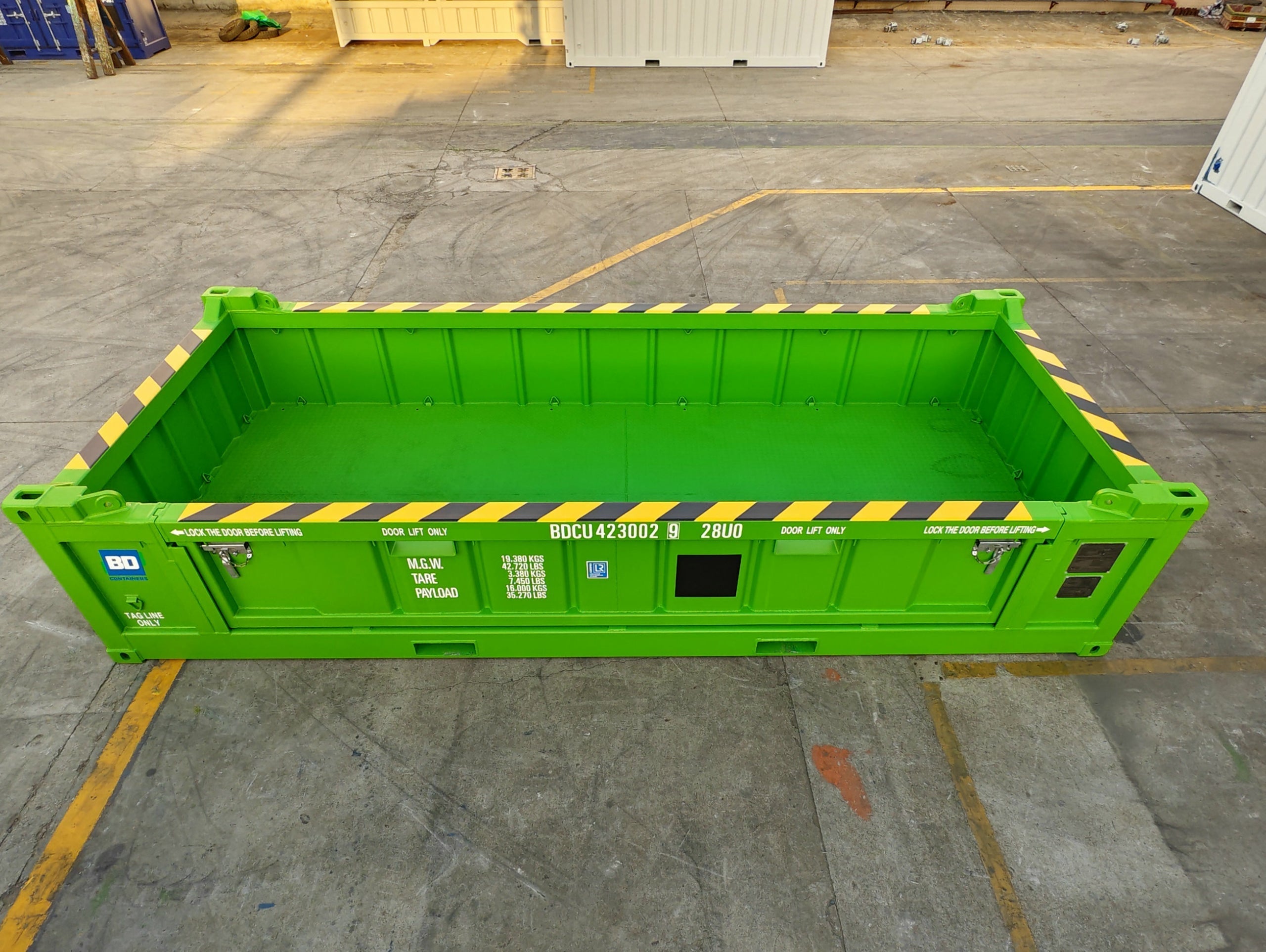 CONTENTOR MARÍTIMO DE 20 PÉS COM CERTIFICAÇÃO DNV 2.7-1 E TECTO ABERTO DE MEIA ALTURA