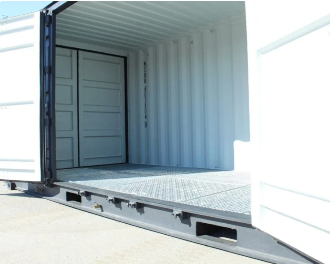 Contentor de 20 pés para resíduos perigosos com abertura lateral.