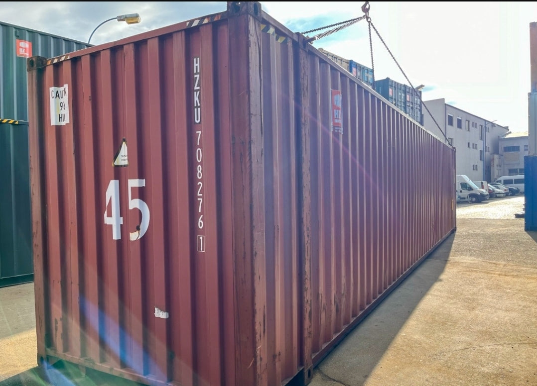 CONTENTOR DE TRANSPORTE USADO DE 45 PÉS HIGH CUBE DE GRANDES DIMENSÕES