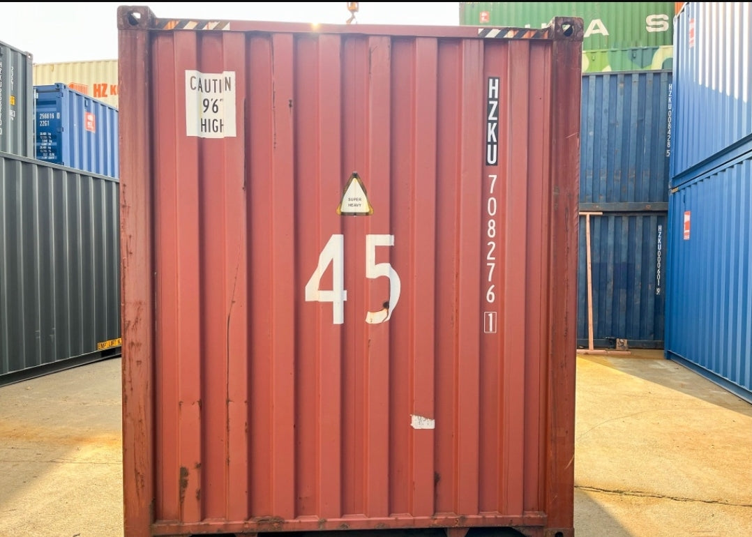 CONTENTOR DE TRANSPORTE USADO DE 45 PÉS HIGH CUBE DE GRANDES DIMENSÕES