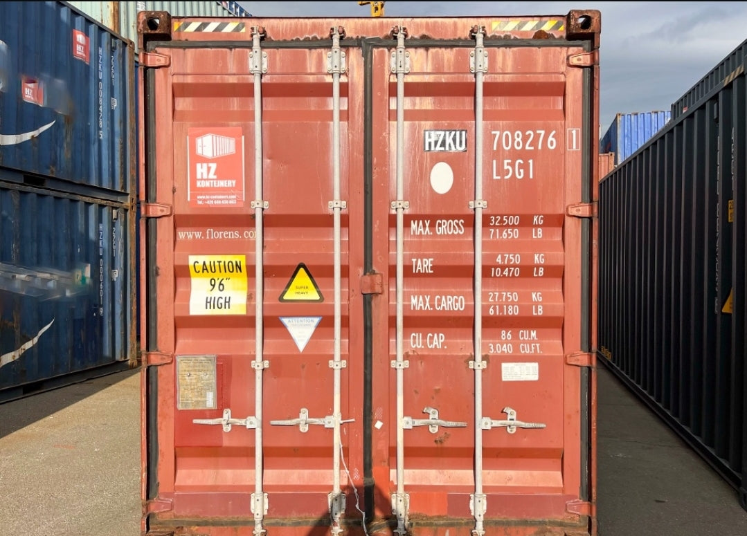 CONTENTOR DE TRANSPORTE USADO DE 45 PÉS HIGH CUBE DE GRANDES DIMENSÕES